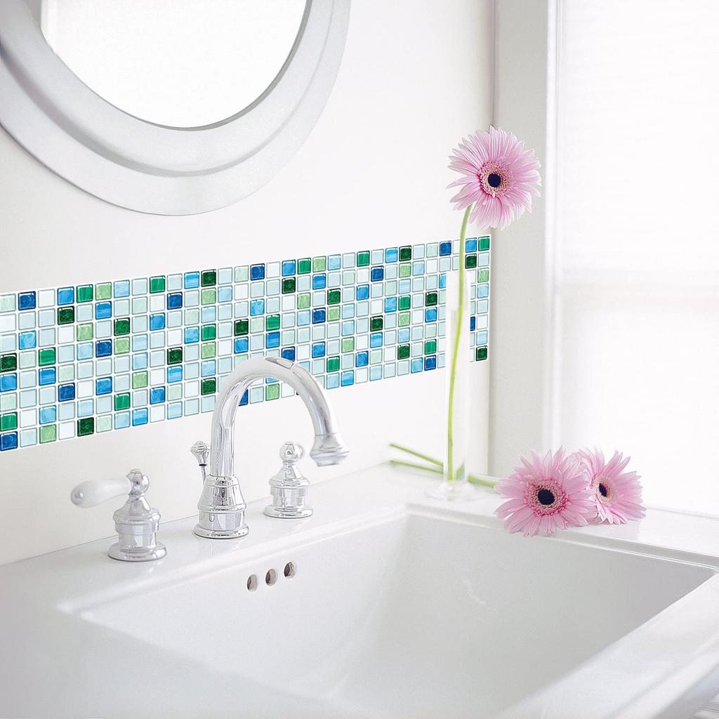 MORCART Tile Waterproof and for and DIY Furniture and Item Tile Wallpaper 3D Remake Sheets 10 Mosaic Lake Stickers, Heat-Resistant, Kitchens,