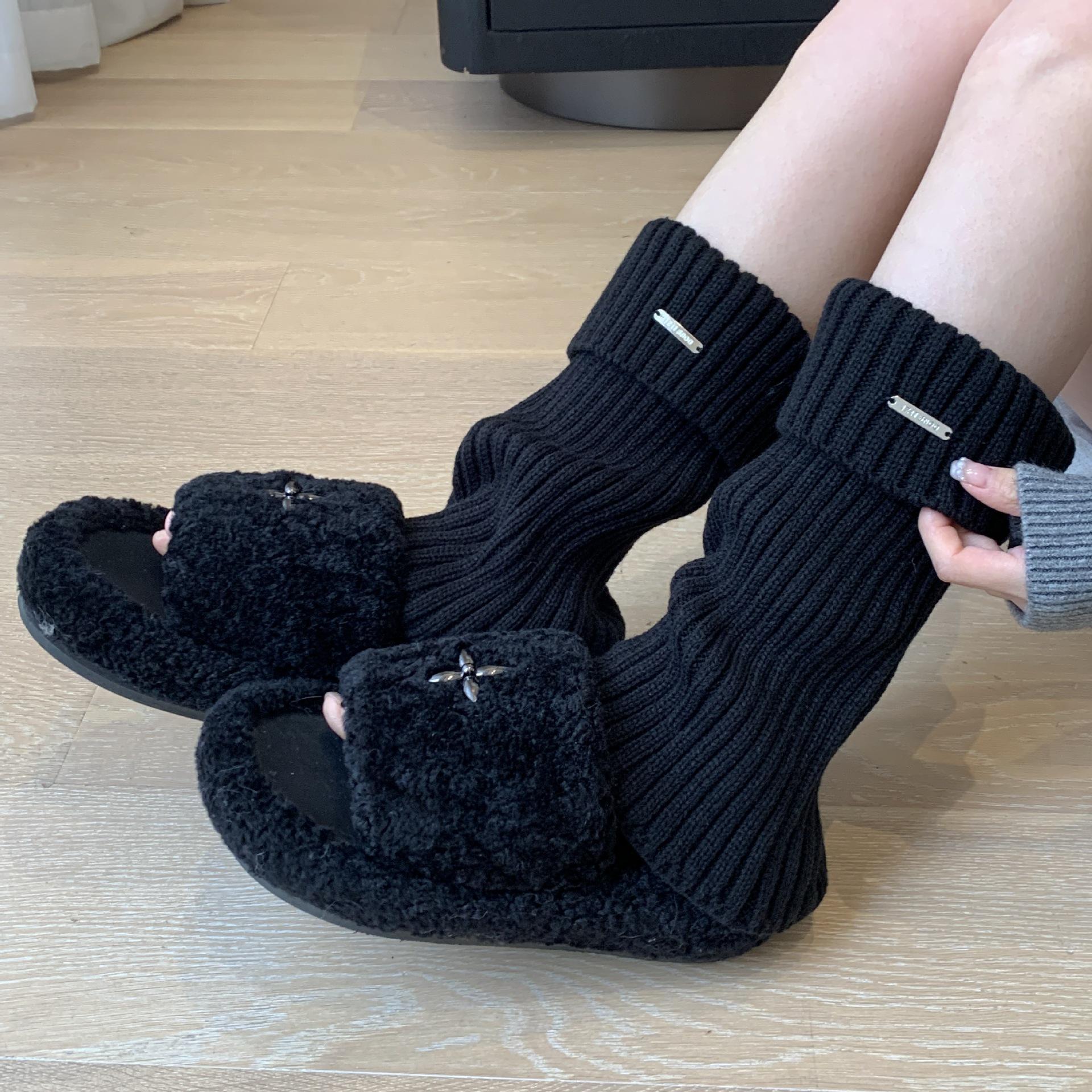 

Grey Knitted Mid-Calf Knee High Socks for Women - Cozy, Versatile Boot Covers & Leg Warmers