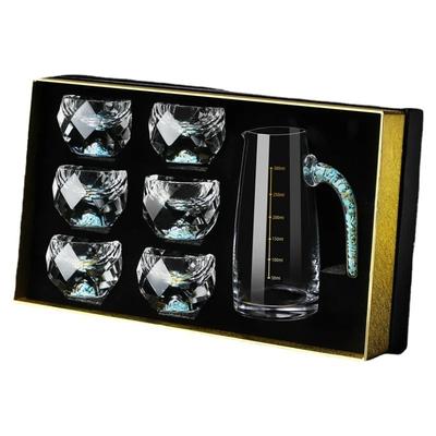 Evropská sada malých vinných sklenic, 50 ml, Hvězdný muž, Tyrkysová, Severský hvězdný styl, Diamantové vinné sklenice, Jednoduchá dárková krabička
