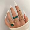 8PCSSet Of Fashionable And Retro Imitation Gemstone Snake-Shaped Twisted Rings For Women, Retro Wave Geometric Inlaid Rhinestone