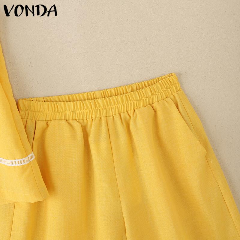 VONDA Summer Outfits Women Sets Sleeveless Tank Tops and Shorts Suits