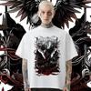Black Wings Raven T Shirt Oversized Milk Fiber Tees Retro Men Tops High Quality Loose Tshirt Fashion Street Tops