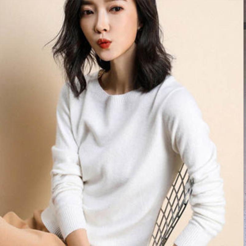 

Женский уютный вязаный пуловер, свитер с круглым вырезом, нечеткий приталенный красный, черный свитер XL белый