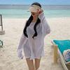 Bikini Cover Up Sun-protection Pullovers Summer Beach Wear Plain Long Sleeves Tops  Girls