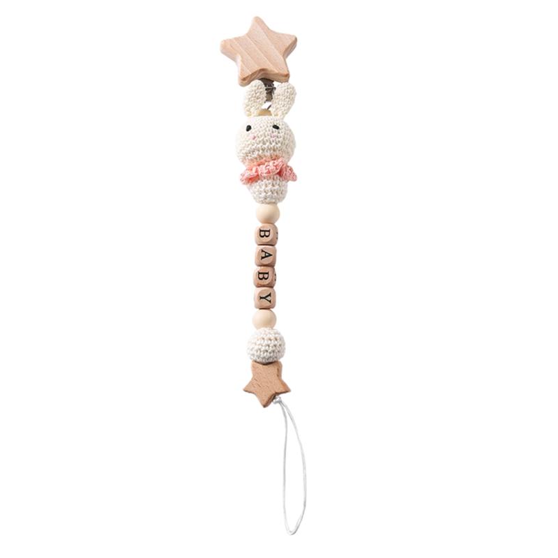 Personalized Name Baby Pacifier Crochet Animal Clips Chains Teethers Dummy Nipple Holder Clip Newborn Teething Toys Accessories