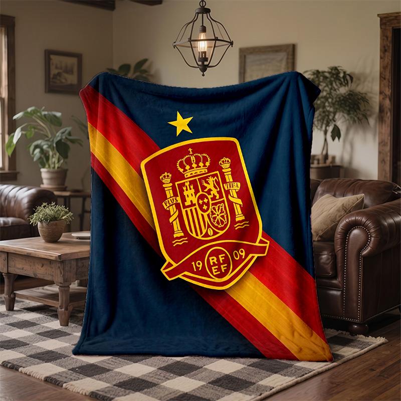 Spain National Football Team Print Flannel Blanket Soft Warm Sofa Bed Throw Blanket For Home Office Bedroom