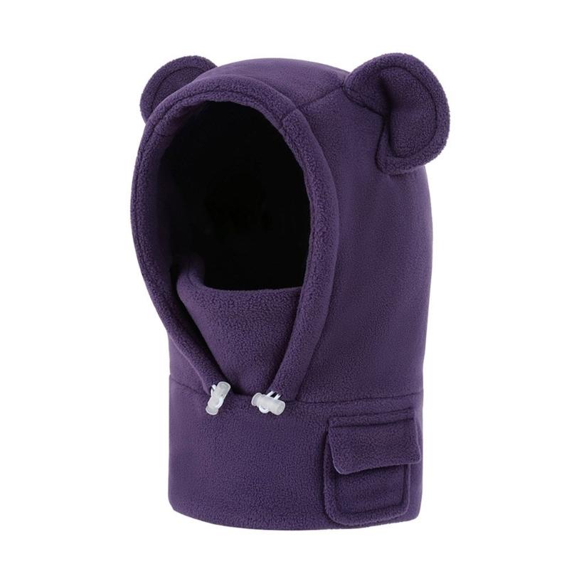 

Parent-Child All In One Winter Hat Scarf Face Mask Warm Lovely Pull On Design Hat Easy Care Headgear M фиолетовый