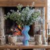 3D-gedruckte gestreifte Vase, unregelmäßig geschwungene Form, Kunstblumenbehälter, moderner DekorationsTopf für Trockenblumen, Heimtischdekoration