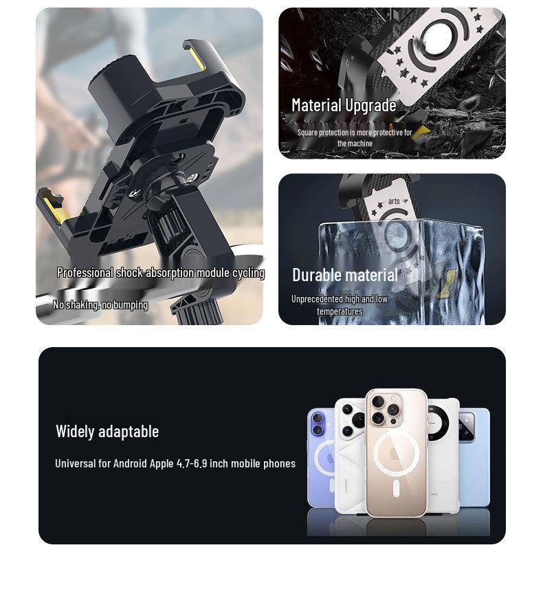 2026 Universal Shock-Absorbing Anti-Shake Motorcycle Phone Holder for One-Handed Operation and Riding Navigation