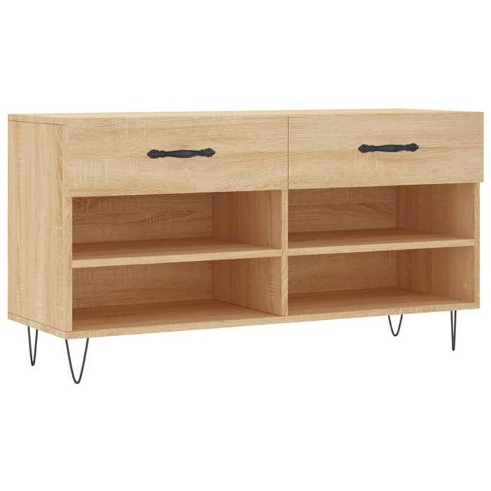 VidaXL Shoe Bench, Shoe Cabinet with 4 Shelves and Legs, Shoe Rack with 2 Drawers Living Room, Modern, 829735