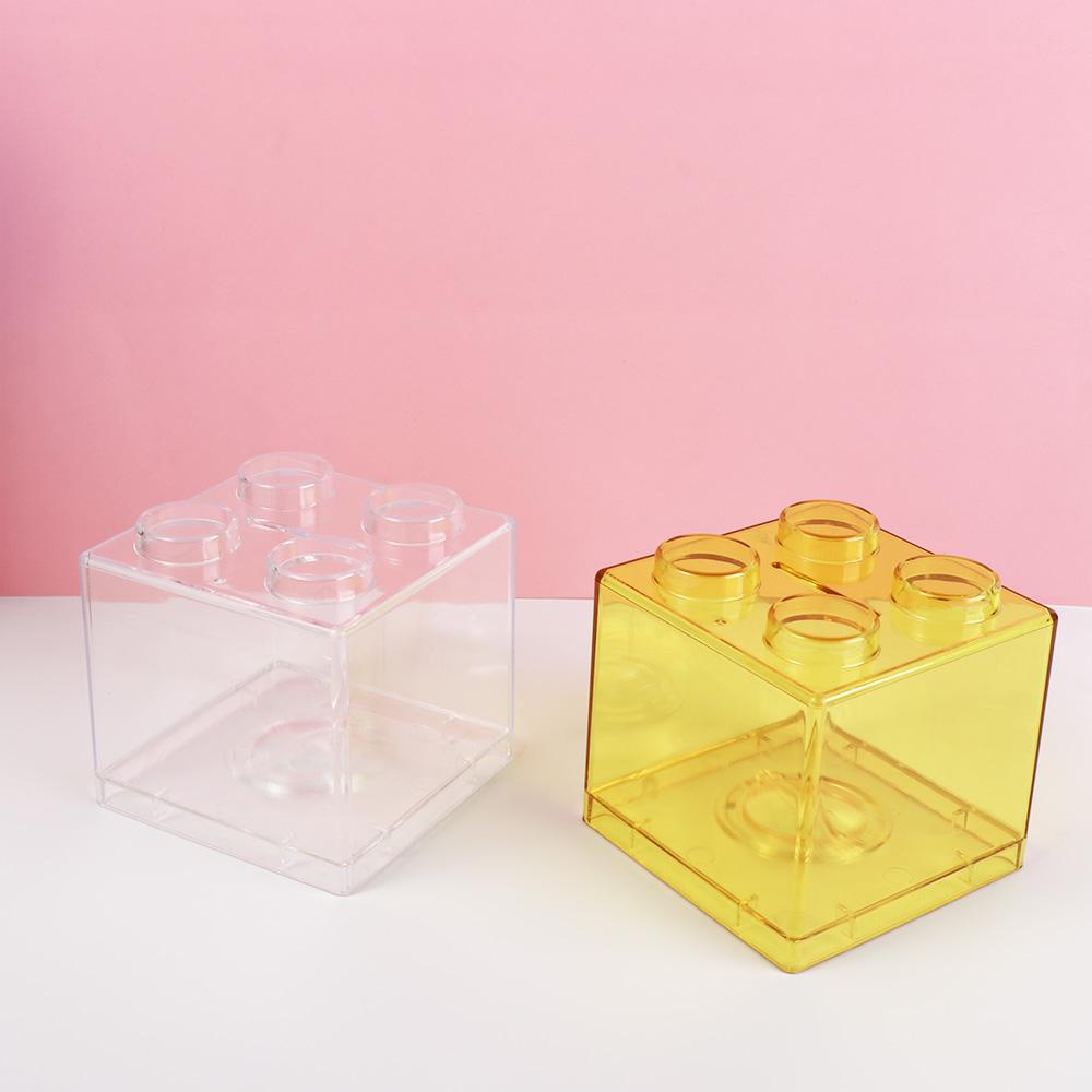 Transparent Colorful Boy Girls Cash Piggy Bank Toy Gift Coin Bank Building Block Coin Box Money Saving Box Storage Box