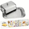 1SET Stainless Steel Butter Box with Lid, Rectangular Butter Box, Cheese Box, Pastry Tray, Bread Box, Snack Storage Plate