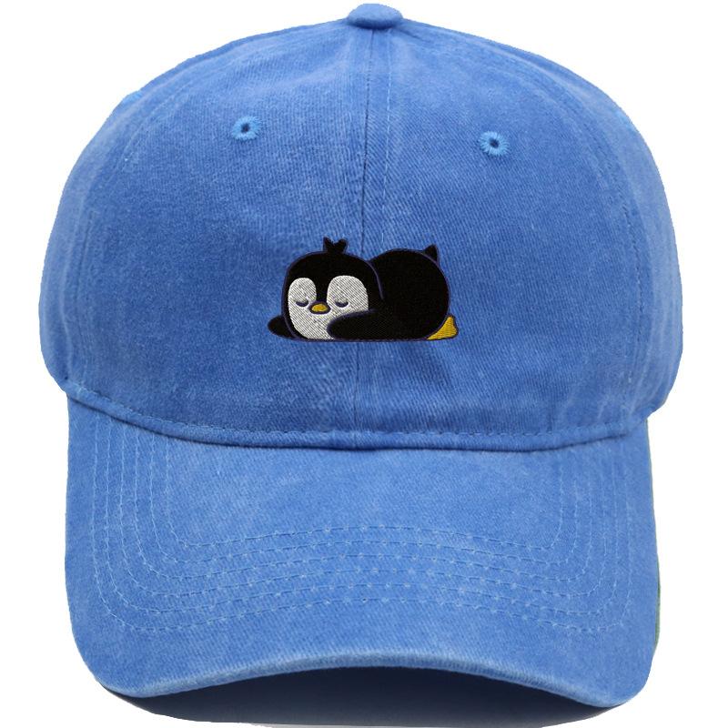 Embroidered Penguin Washed Cotton Baseball Caps Outdoor Women Adjustable Trucker Cap Fashion Men Sunscreen Snapback Peaked Hat