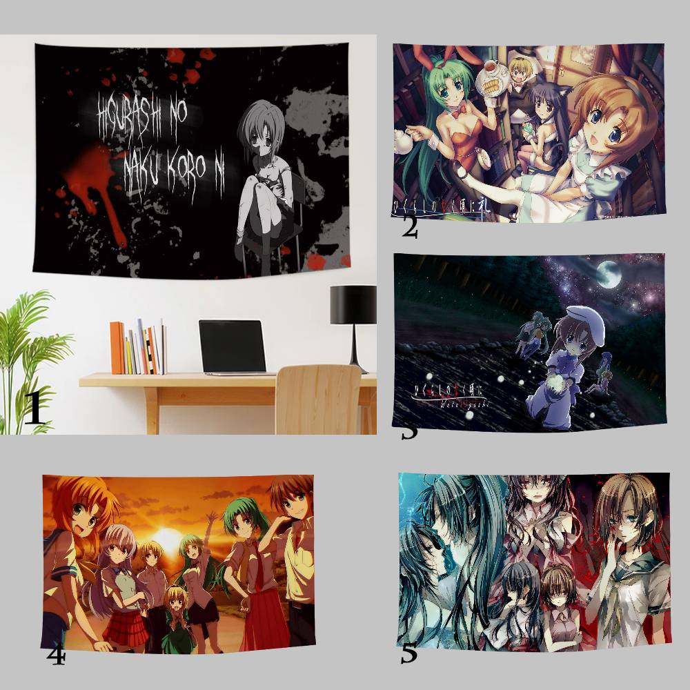 1PC Anime HHigurashi When They Cry Cartoon Tapestry Wall Hanging Decoration Household Home Decor