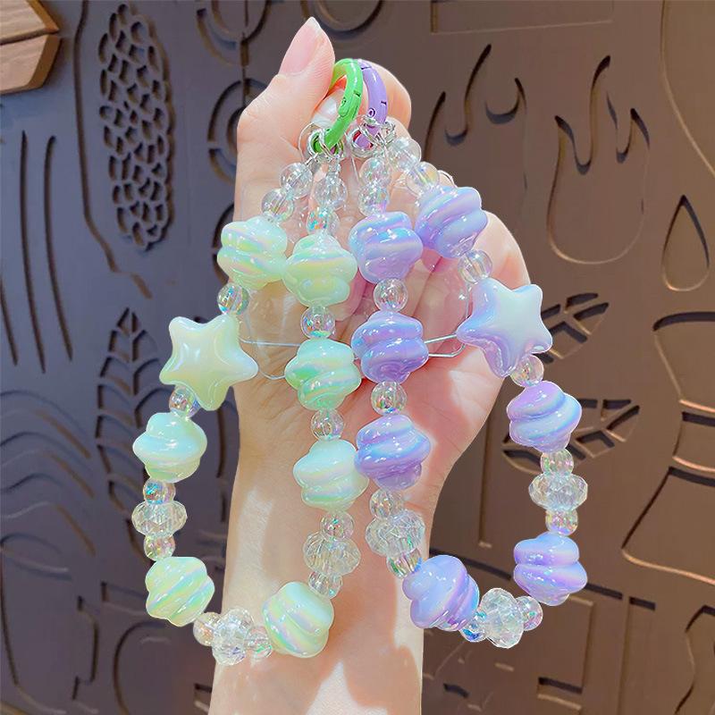 Cute Cartoon Star Beaded Mobile Phone Chain Keychain Pendant Car Schoolbag Key Chain Pendant Creative Small Gift