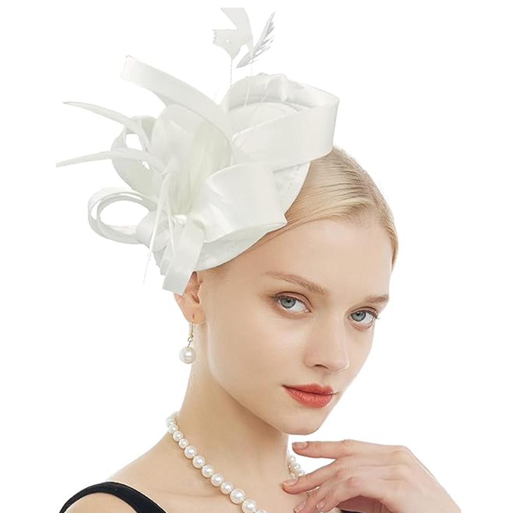 Fascinator für Damen, Tea-Party-Hut, Stirnband, Derby, Hochzeit, Kirche, Braut, Cocktail, Federn, Haarspange