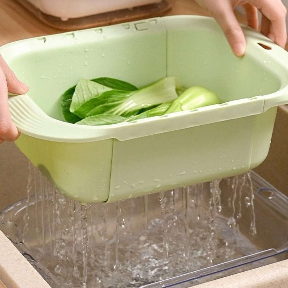 Retractable Fruits Cleaning Basket Large Capacity Vegetable Washing Basin  Vegetable Washing