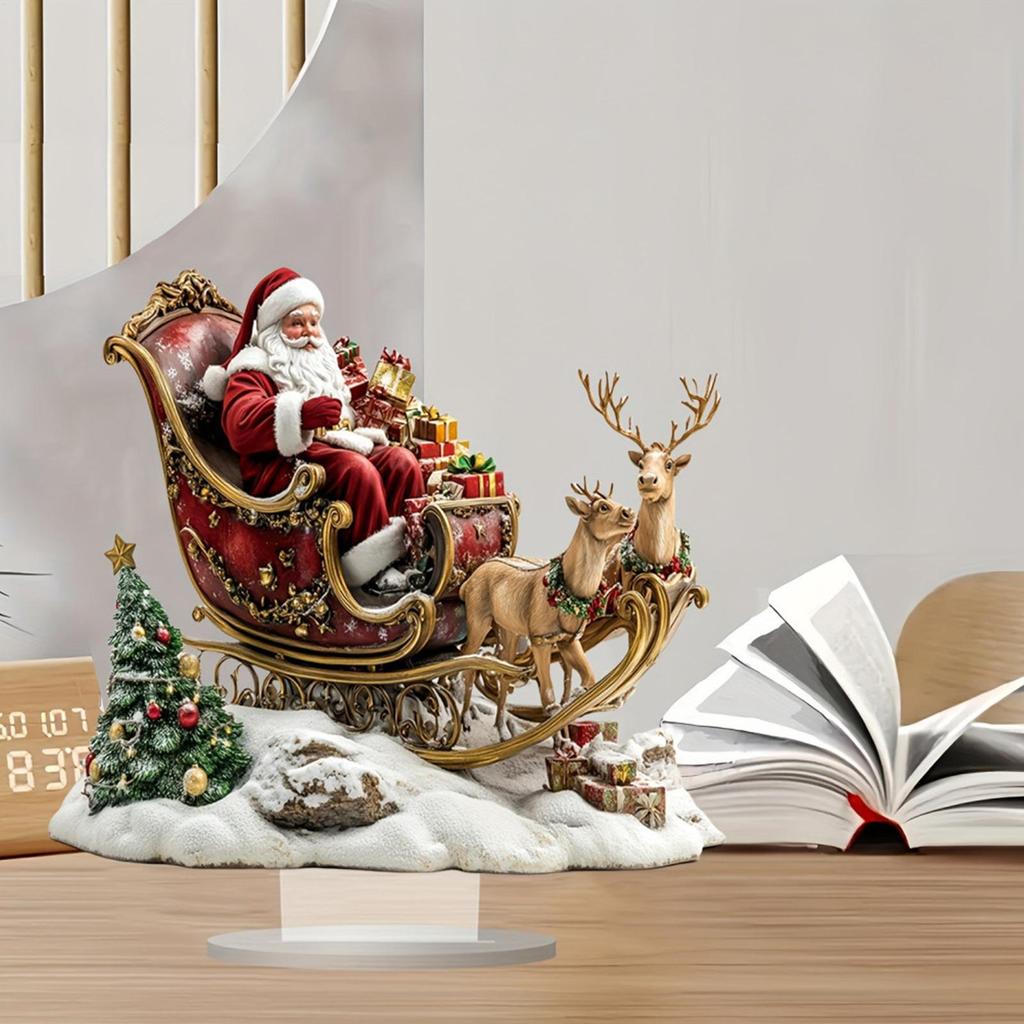 Santa Claus Sled 2D Acrylic Ornament Christmas Holiday Display Board Decoration 2025 Xmas Navidad Party Supplies