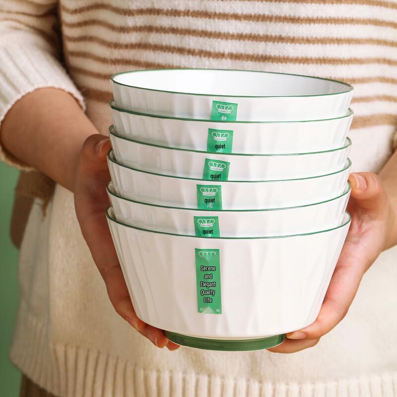 Jingdezhen Nordic Ceramic Noodle Bowls with Jade Green Rim