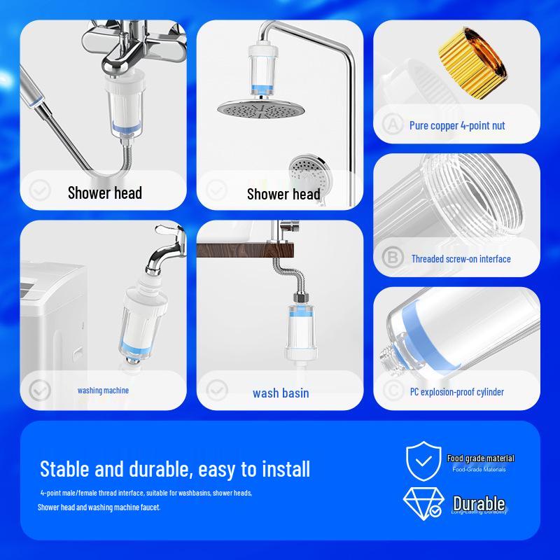 Musluklar, Duşlar, Tuvaletler ve Çamaşır Makineleri için Çok Amaçlı Su Arıtıcı ve Ön Filtre