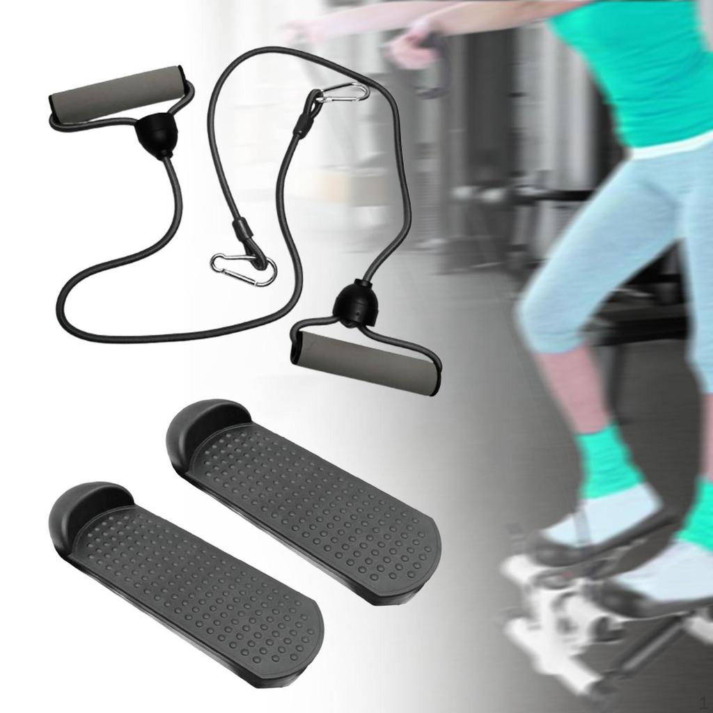 2 Pieces Stair Stepper Pedals Elliptical Machine Foot Accessories with Pull Ropes for Gym