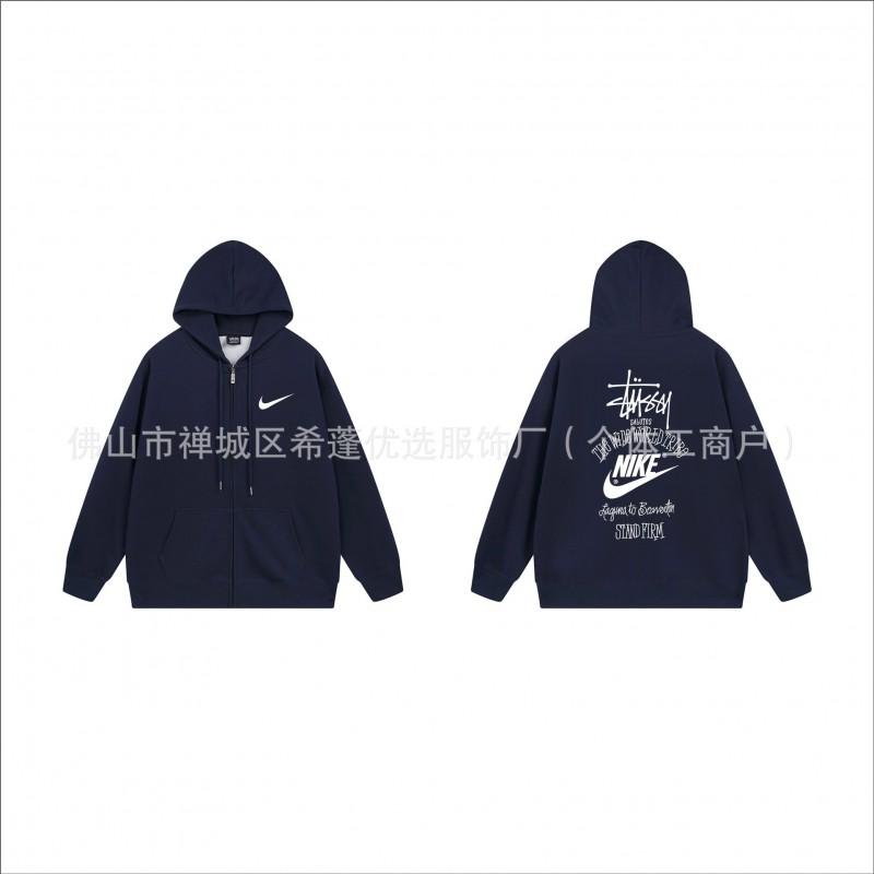 Hooded Zip-Up Sweatshirt Men Women Letter Print Loose Fit Casual Streetwear