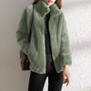 Women's Winter Stand Collar Fleece Jacket - Double-Sided Thick with Zipper and Warm Sweater Cardigan Design