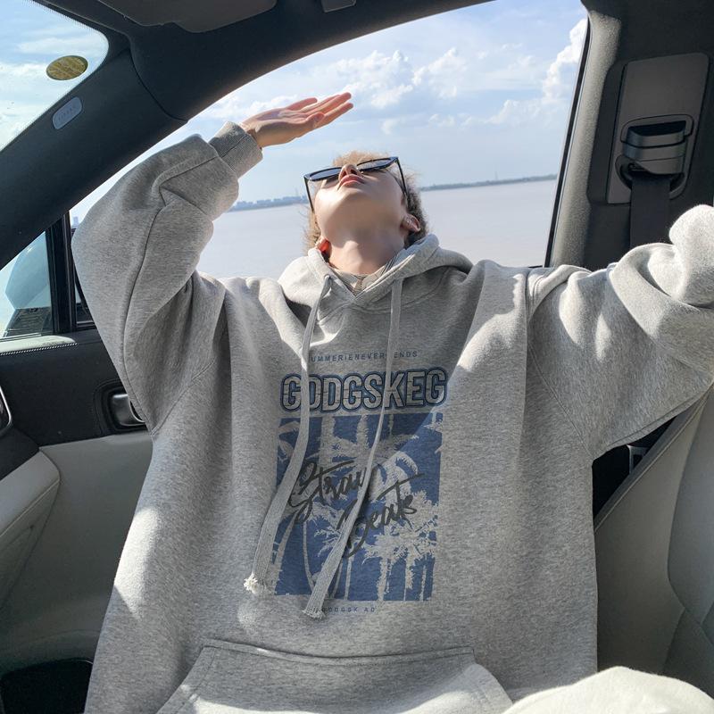 Hooded Sweater Men's Autumn Trend Brand American Retro Trend Printing Loose Long-sleeved Teen Jacket