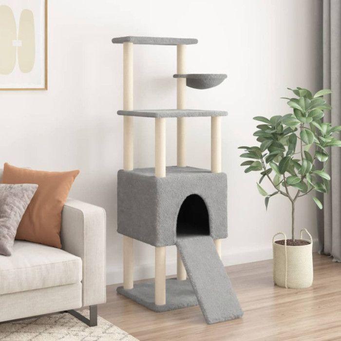 VidaXL Cat Tree with Sisal Scratching Posts Light Grey 153 Cm 172116