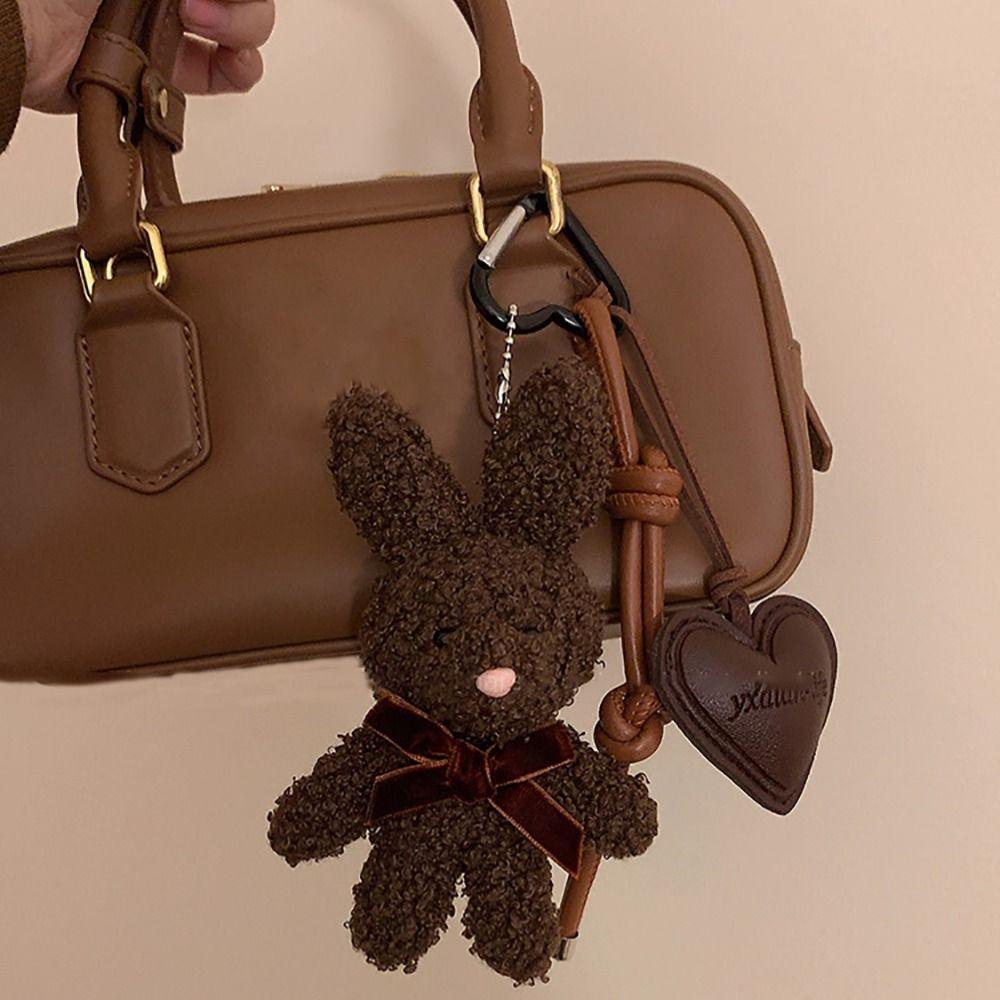 Cute Plush Bunny Keychain Cartoon Doll Kawaii Bag Charm Car Keychain Couples