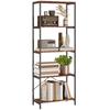 Bookshelf, 5 Shelves, Metal, Melamine Surface, Brown