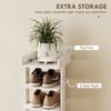 Shoe Rack 9-Tier Shoe Storage Organiser Top Tray Guardrail 2 Hooks 30 X 30 X 128.4 Cm White