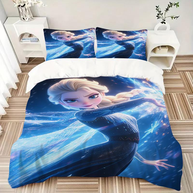 Elsa'S Frozen Magic Print 3Pcs Bedding Setduvet Cover With 2 Bedropillowcase Home Birthday Gift