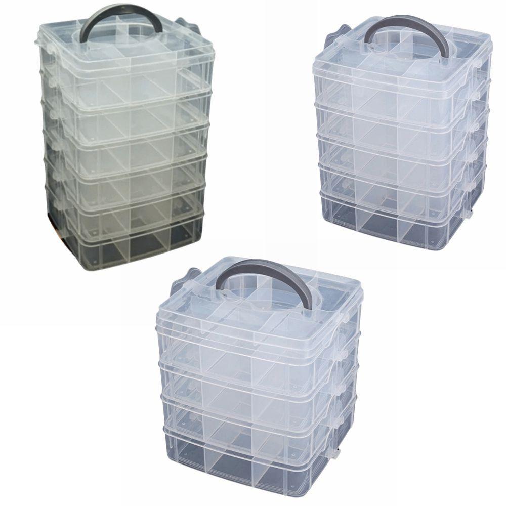 4/5/6-Layer Stackable Transparent Storage Box Handheld Organizer Multi-layer Storage Box Portable Jewelry Holder Toy Sorting