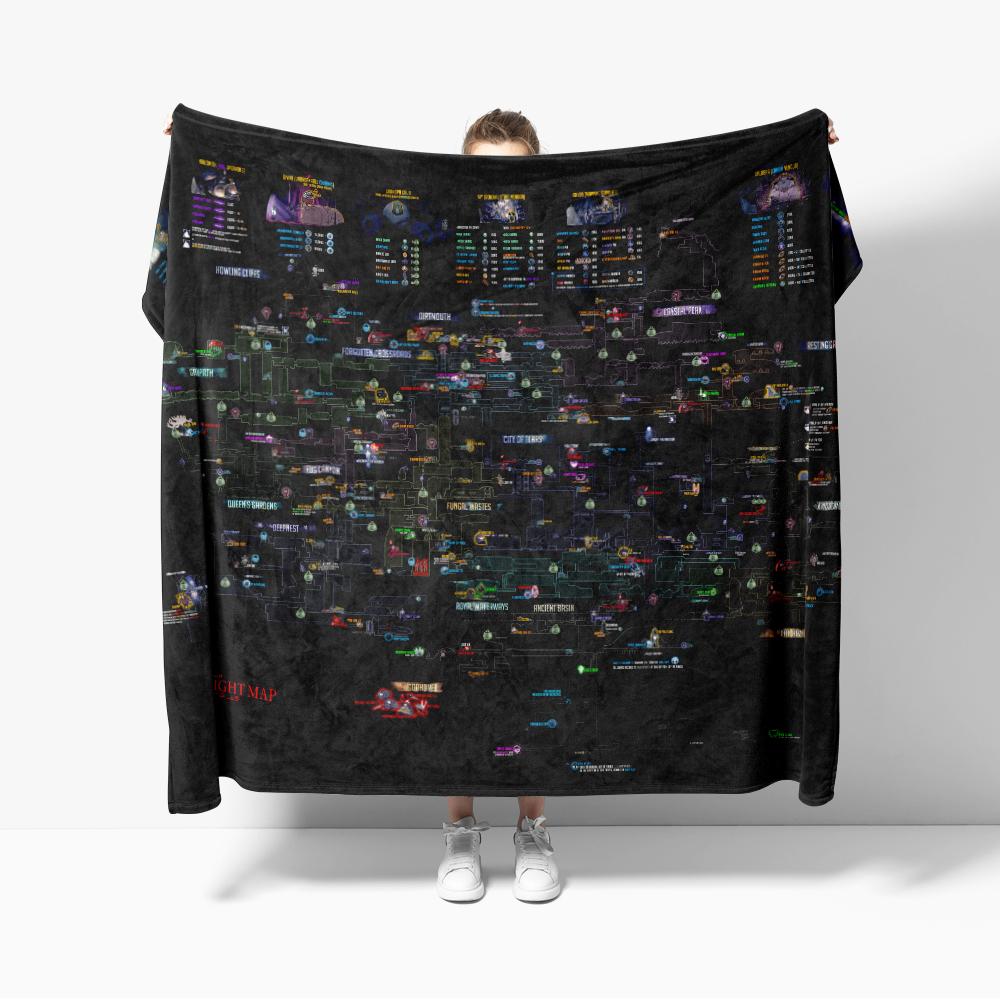 Hollow Knight Map Throw Blanket Gaming Map Blankets Soft Warm Flannel Blanket Bedding for Bed Living Room Home Sofa