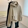 Winter Fleece Sweatshirt for Women Oversize Hooded Pullover Thickened Loose Casual Long Sleeve Solid Color Top