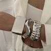 Übertriebene Punk Glatte Heavy Metal Klobige Feder Armreifen für Frauen Hip Hop Goldfarben Geometrische Armbänder Schmuckzubehör