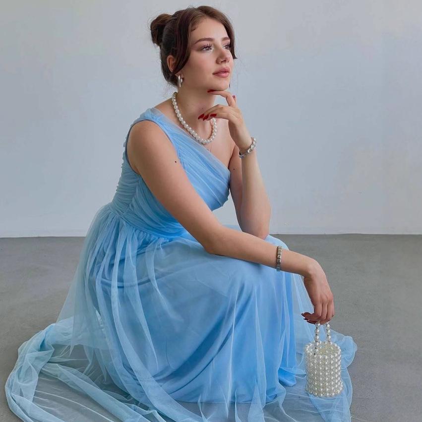 Καλοκαιρινό Ευρωπαϊκό & Αμερικάνικο Μακριά Φορέματα με Έναν Ώμο Χωρίς Μανίκια 2025 - Casual, Σχέδιο που Λεπταίνει τη Μέση