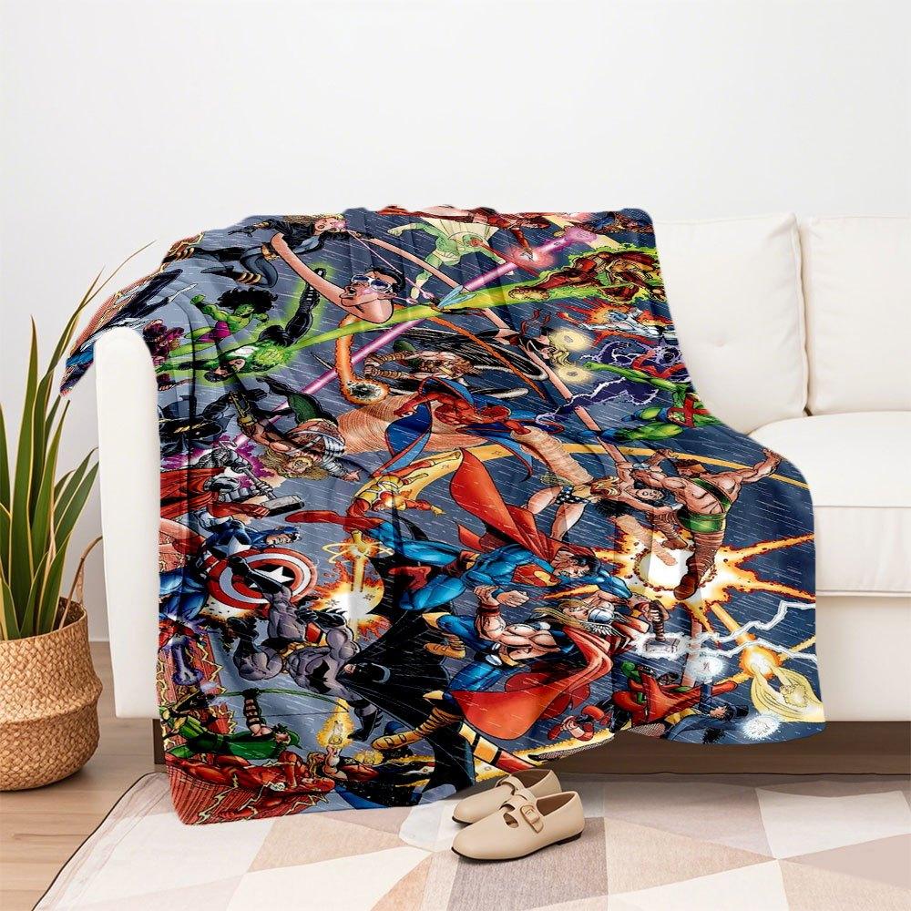 Marvel vs DC: Epic Heroes Battle Comic Book PosterBlanket Flannel Throw Blanket for Sofa, Bed, Travel, Camping, Office, Couch, Chair