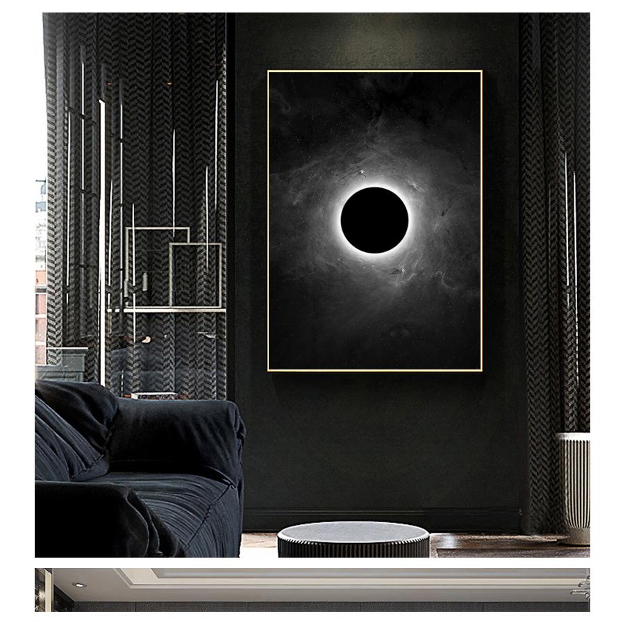 Ay Tuval Boyama Ev Sanat Asılı Boyama Duvar Resimleri için Oturma Odası Uzay Tarzı Çocuklar Siyah ve Beyaz Astronotlar ve