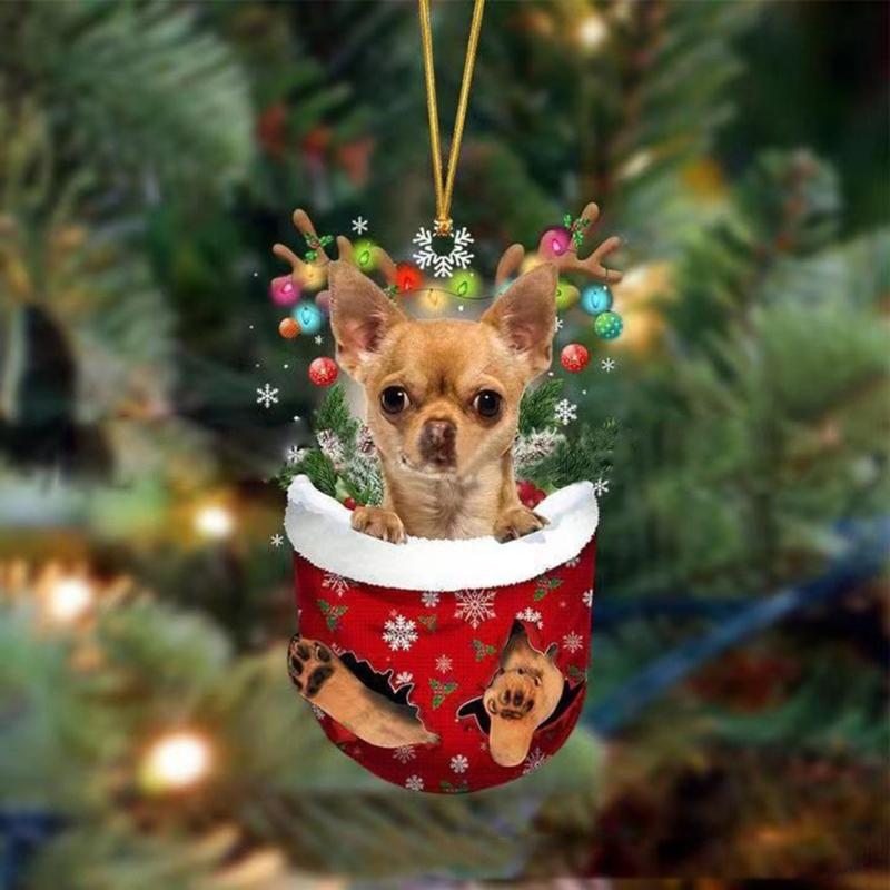Festival Dog Hanging Charm Acrylic Dog Pendant Christmas Decoration Hanging Dog Ornament for Tree Adornment