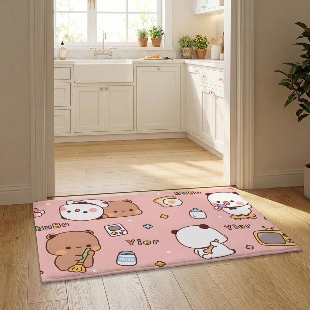 

Kwai Anime Yier Bubu Floor Mat Flannel Door Mat Non-Slip Bedroom Living Room Home Decor 40x60cm