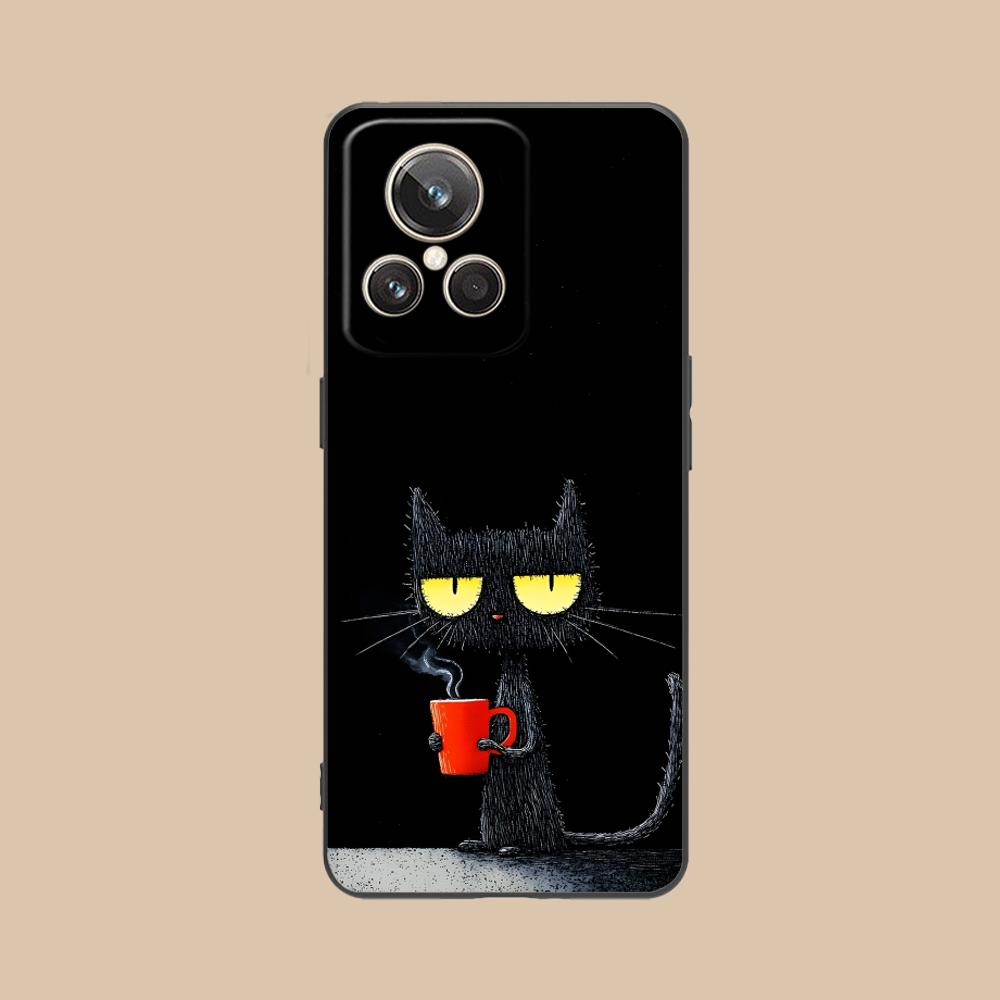 Cute Coffee Cat Matte TPU Mobile Phone Case for Realme GT 8 Neo Pro C75 73 71 C67 65 C55 53 C35 31 C20 15 Colorful Cover
