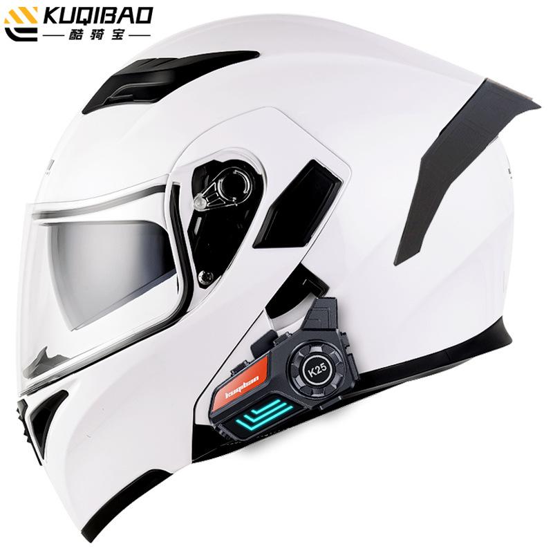 

Kuqibao Anti Fog Dual Lens Open Face Helmet Мотоциклетный шлем Bluetooth с длительным сроком службы и подсветкой XL сплав оранжевый