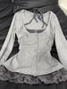 Autumn Korean Y2k Vintage Fake 2 Piece Set Women Elegant Long Sleeve Design Tops Harajuku Female Casual Lace 2000s Chic T-Shirt