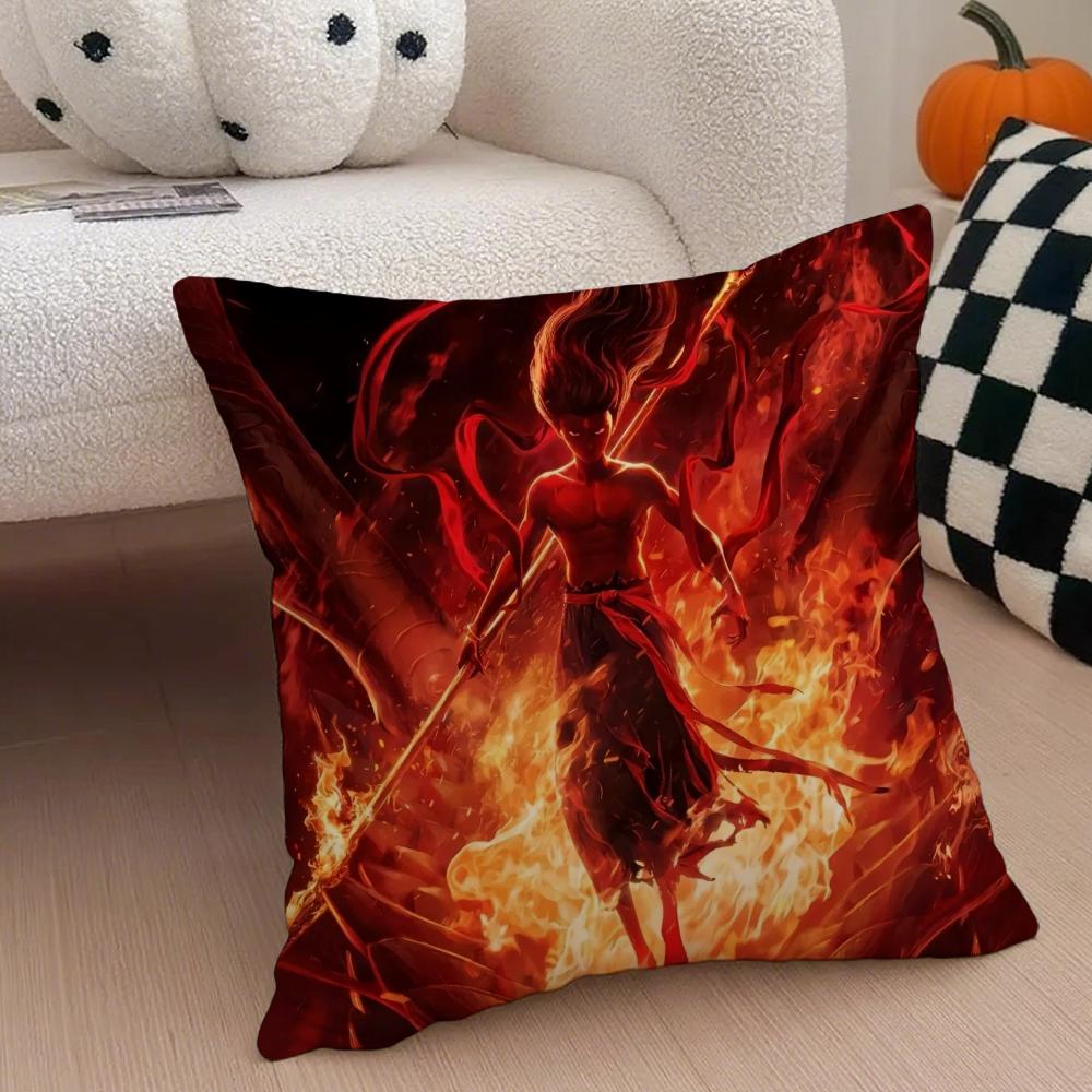 Popular Chinese Mytho Animation NNezha Cushion Cover Throw Pillow Cover Hidden Button Durable Polyester Chair Cushion