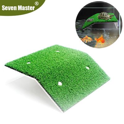 Plataforma para tomar el sol para tortugas de acuario Césped simulado Escalera para tortugas Escalada Hábitat de pecera Decoración Isla flotante para reptiles pequeños
