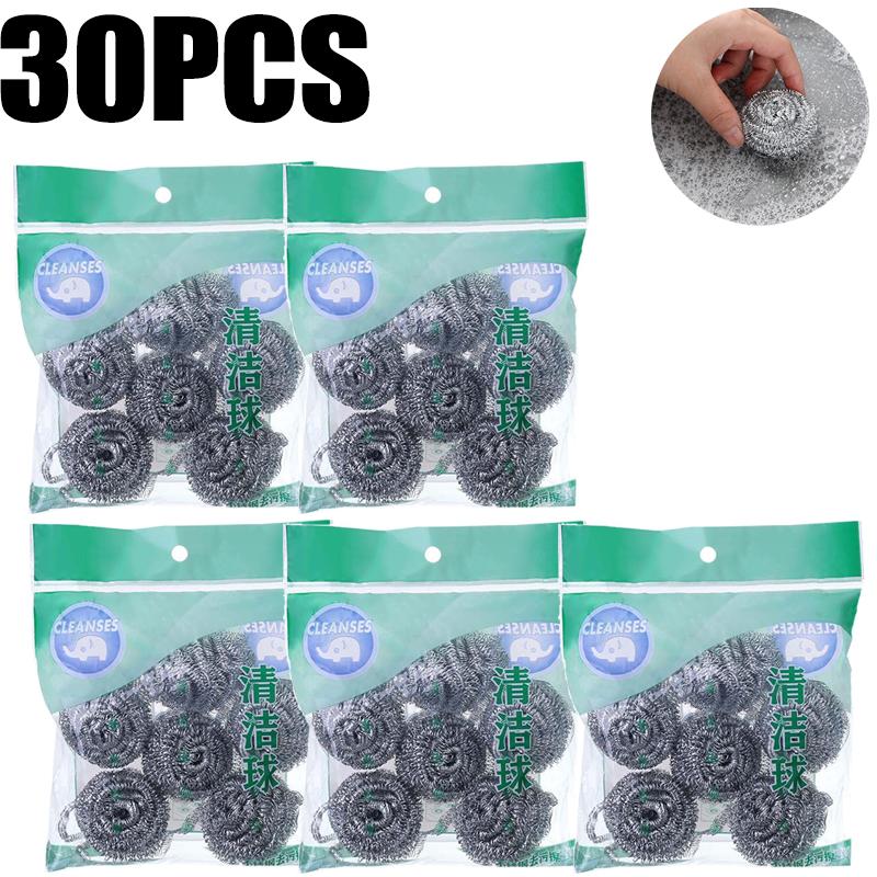 Brosses à billes de nettoyage en fil d'acier Produits de nettoyage ménagers Éponges à vaisselle avec fil Ustensiles de cuisine Élimine la rouille et les brûlures