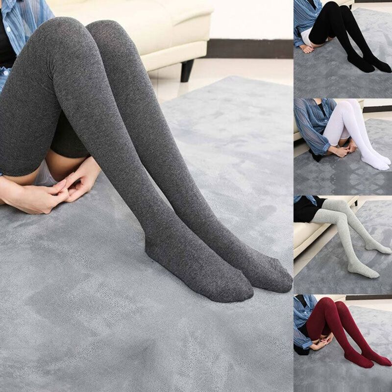 Fashion Cotton Autumn and Winter Stockings Solid Extra Long Thigh High Over the Knee Socks Cotton Stockings Women