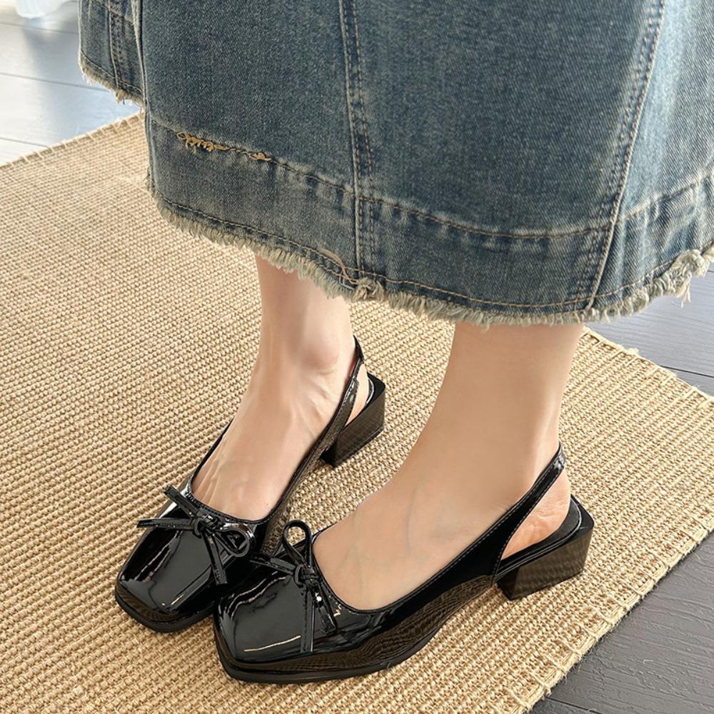 

Fashion Sandals Women s 2025 New Style Toe Open-top Buckle High Heels with French Bow Comfortable Fashionable Shoes 35 чёрный